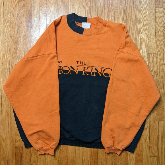 ❌SOLD❌ Vintage 90's Disney Lion King Sweater Orange Black Men's Large Adult - Picture 2 of 15